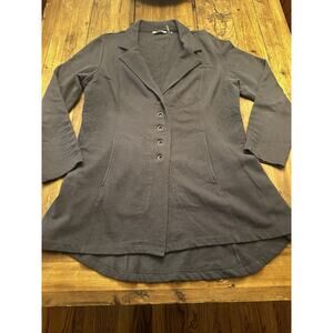 Soft Surroundings Tallulah Jacket Size Large Gray Embroidered Military Swing